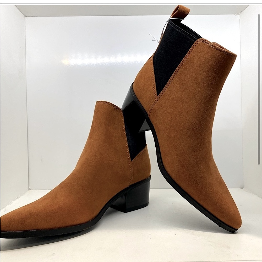 A New Day Women's 9.5 Gwen Low Shaft Heeled Boots - Cognac